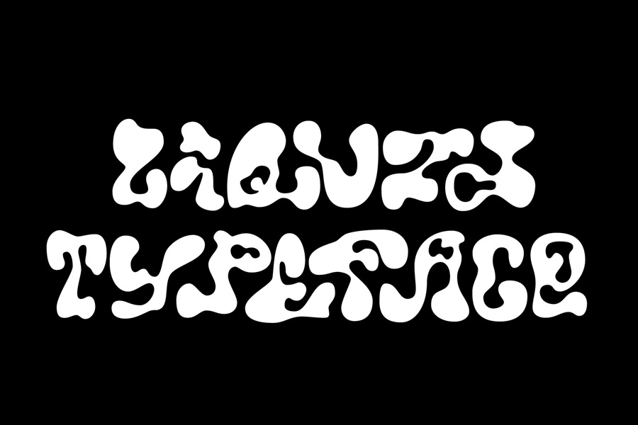 复古90年代趣味逆反差流动液体logo海报画册排版抽象装饰字体Liquid Type Wetris Display Font 设计素材 第11张