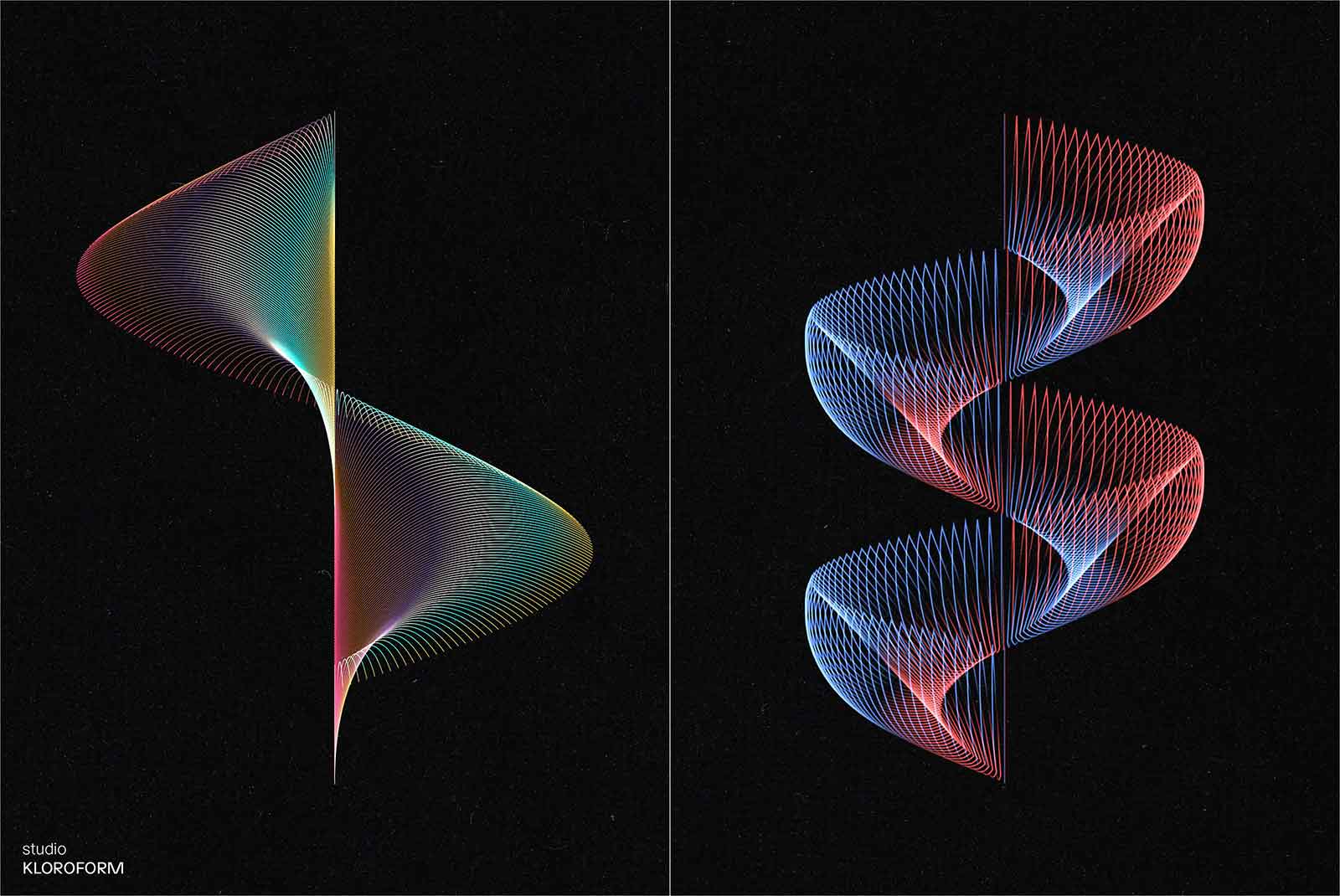 120款抽象艺术几何网格科技信息技术通信数学彩色渐变AI矢量波浪图形设计套装Wires 4 图片素材 第8张