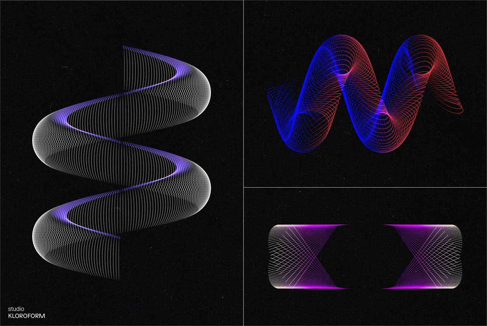120款抽象艺术几何网格科技信息技术通信数学彩色渐变AI矢量波浪图形设计套装Wires 4 图片素材 第10张