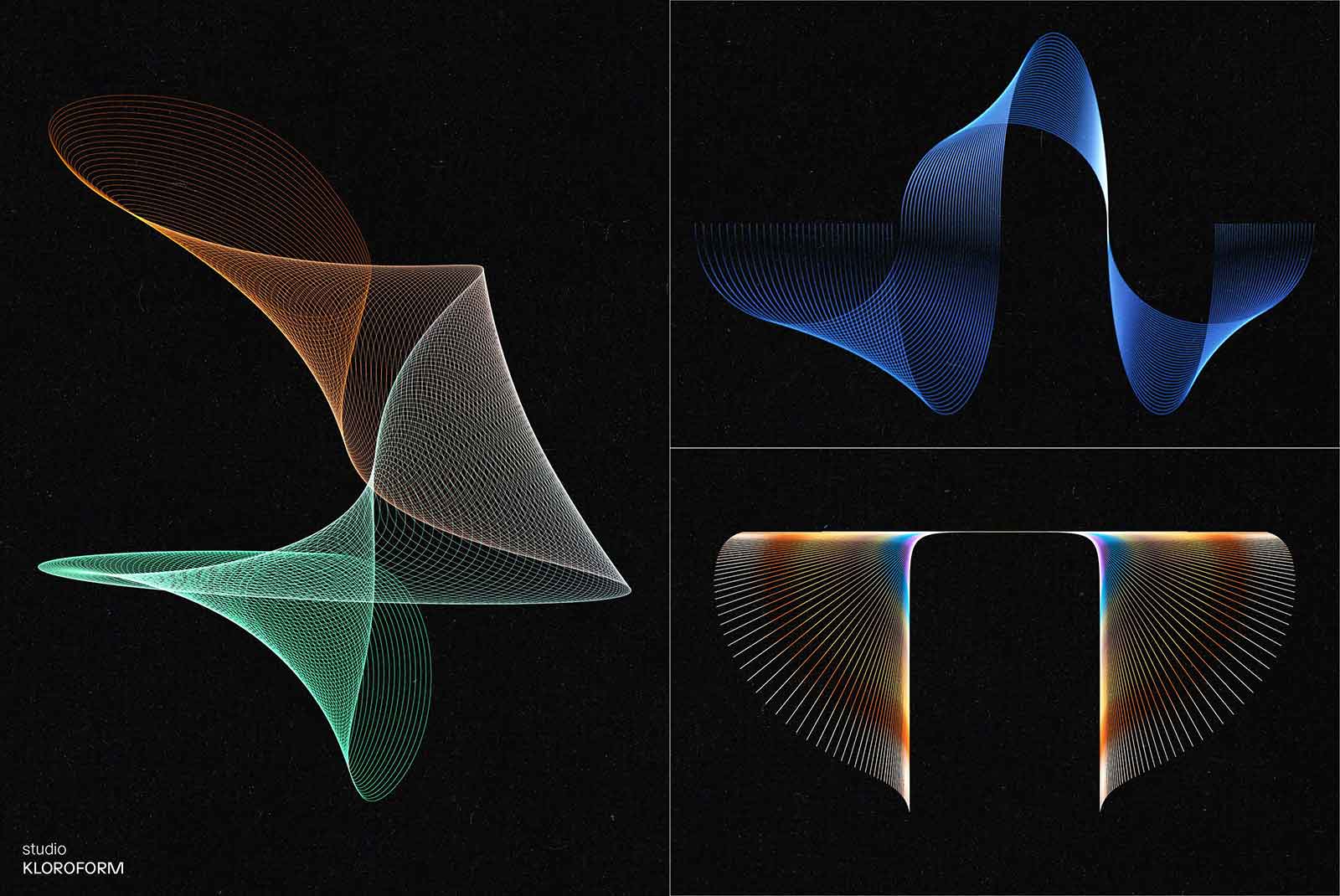 120款抽象艺术几何网格科技信息技术通信数学彩色渐变AI矢量波浪图形设计套装Wires 4 图片素材 第17张