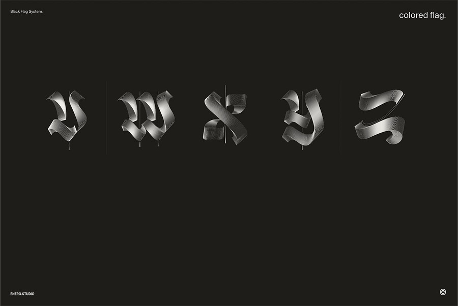 26款暗黑3D立体发光抽象线条英文大写字母海报标题排版AI矢量图形设计套装Illuminated Black Letters , 第10张