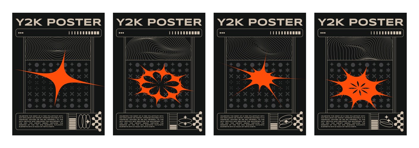 250+复古趣味Y2K千禧风赛博科技未来HUD海报插画排版设计EPS矢量分层源文件独家精选合集Y2k Style Poster Design Template Set , 第10张