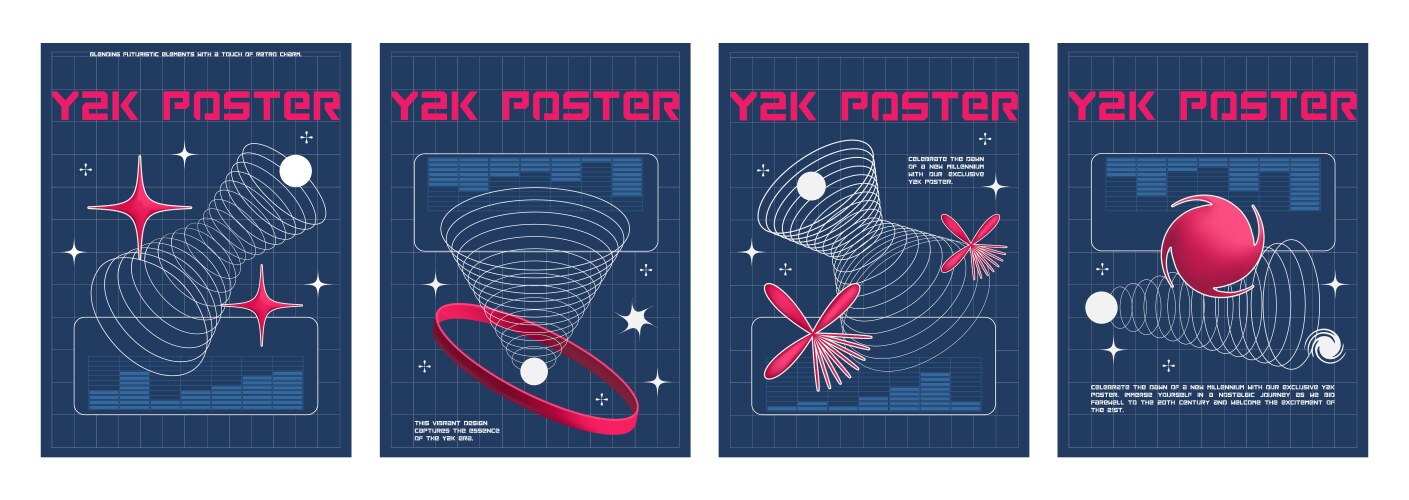 250+复古趣味Y2K千禧风赛博科技未来HUD海报插画排版设计EPS矢量分层源文件独家精选合集Y2k Style Poster Design Template Set 设计素材 第19张