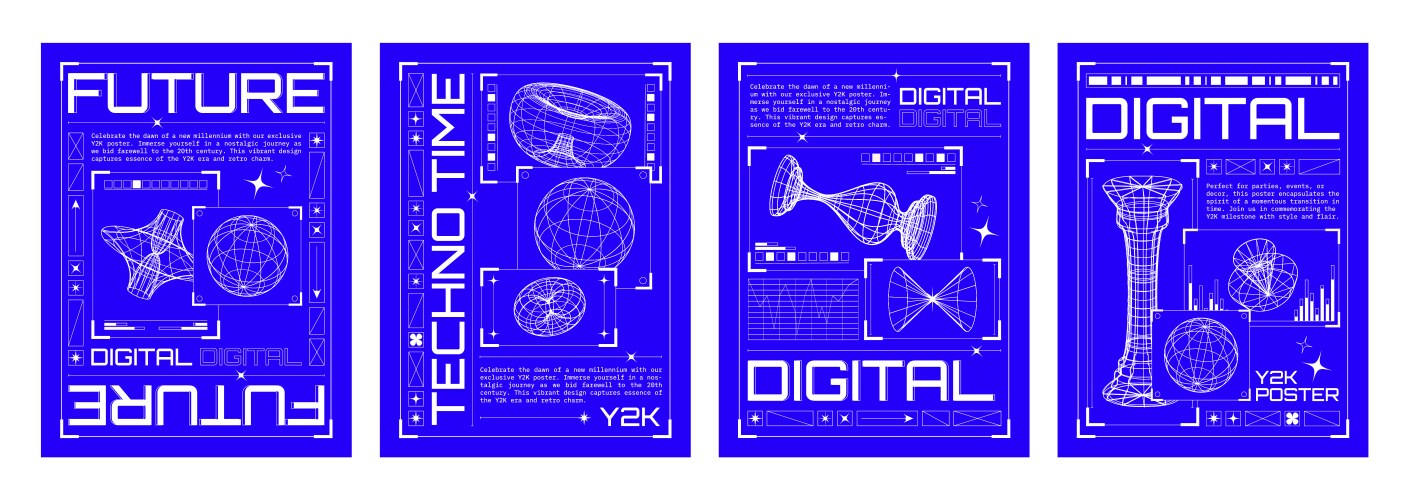 250+复古趣味Y2K千禧风赛博科技未来HUD海报插画排版设计EPS矢量分层源文件独家精选合集Y2k Style Poster Design Template Set , 第29张