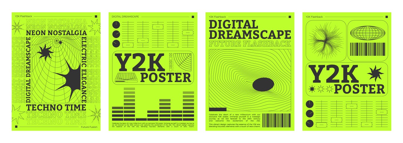 250+复古趣味Y2K千禧风赛博科技未来HUD海报插画排版设计EPS矢量分层源文件独家精选合集Y2k Style Poster Design Template Set , 第33张