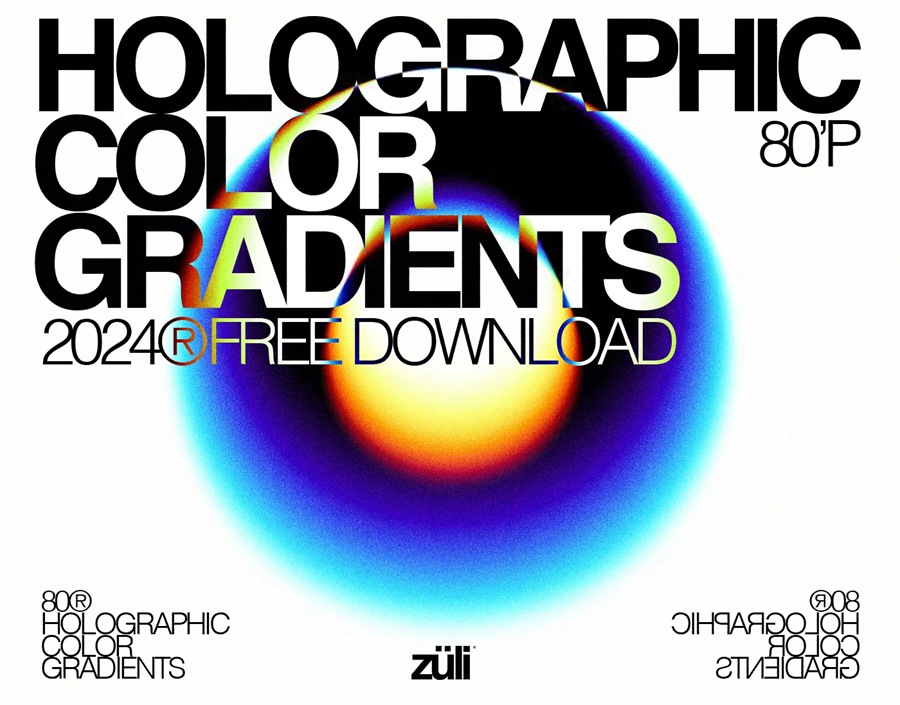 80+全息镀铬金属彩色渐变PS渐变预设GRD文件套装Holographic Color Gradients Pack , 第1张