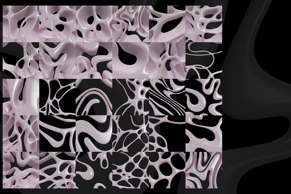 Neuro - 3D Renders 柔体未来3D立体金属镀铬液体流体抽象PNG免扣元素形状设计套装 , 第4张