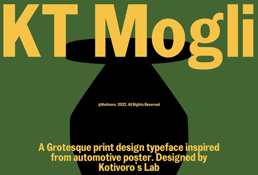 复古怪诞汽车灵感品牌设计海报排版英文字体 KT Mogli - Dynamic Sans Serif 设计素材 第1张
