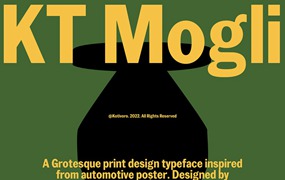 复古怪诞汽车灵感品牌设计海报排版英文字体 KT Mogli - Dynamic Sans Serif