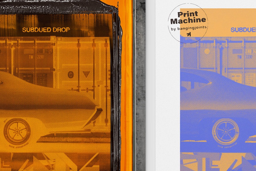 2款丝网印刷复古半调文本图片后期处理特效PSD样机套装 Silkscreen Print – Photoshop Effect 样机素材 第1张