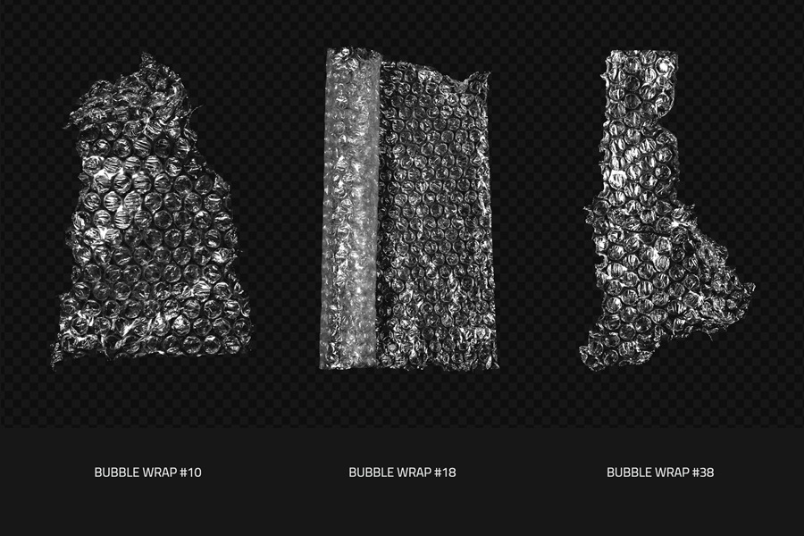 40款逼真复古撕裂透明塑料气泡膜包装膜PNG免扣叠加肌理纹理图片设计元素Realistic Bubble Wrap Textures , 第3张