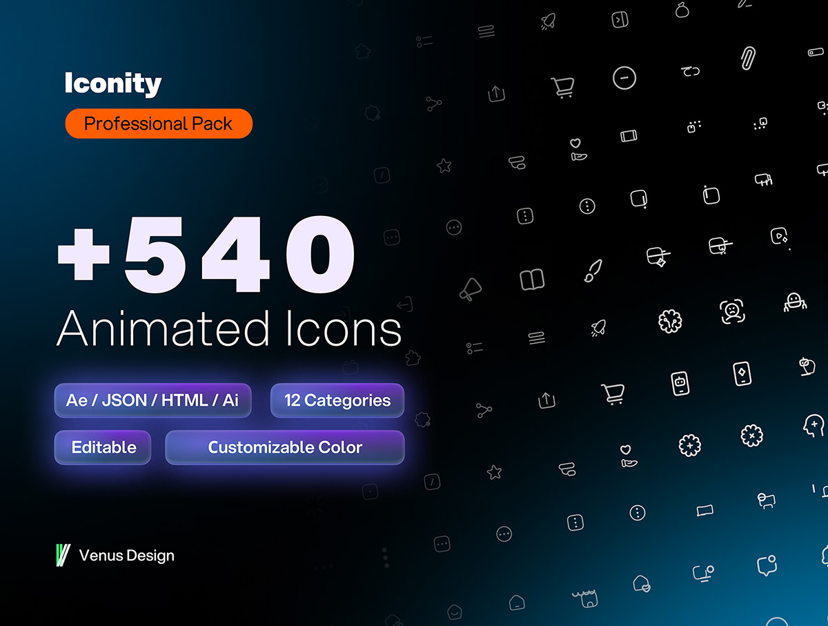 540+现代动态/静态UI网站多类别多功能图标icon矢量图形logo徽标设计套装+540 Animated and static Icons – Iconity , 第1张