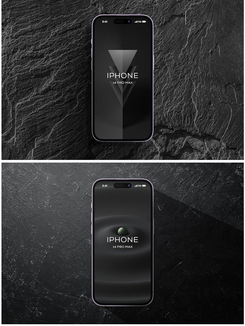 8款暗黑风苹果iPhone 14 Pro Max屏幕演示效果图PS贴图样机模板素材 , 第5张