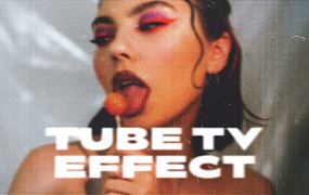 复古显像管老电视效果划痕灰尘做旧老照片特效PSD模板素材 Old Tube TV Photo Effect