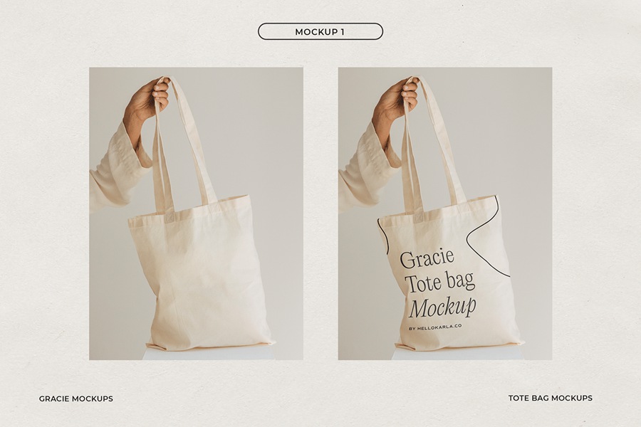 极简主义无纺布纯棉手提袋购物袋包装设计贴提案样机模板 Aesthetic Tote Bag Mockups 样机素材 第3张