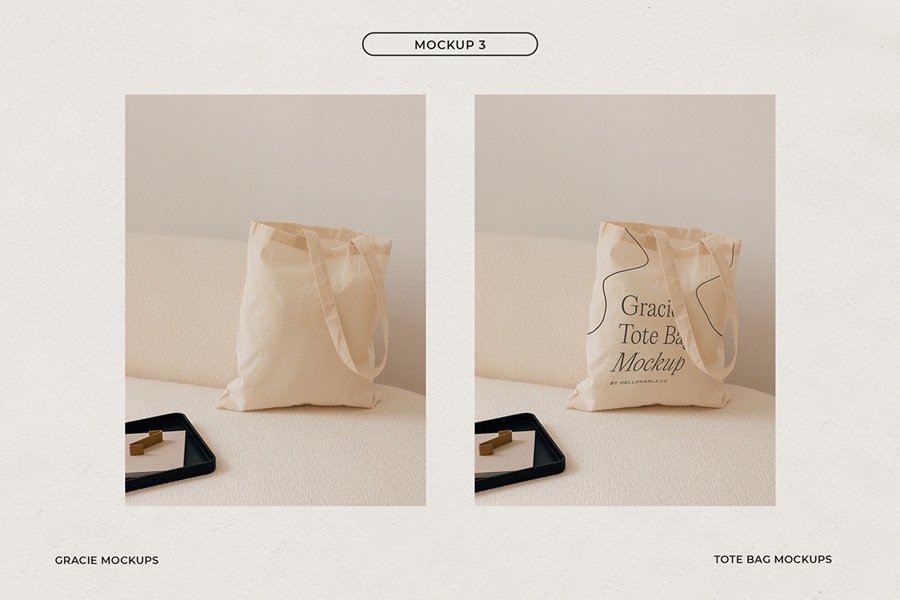 极简主义无纺布纯棉手提袋购物袋包装设计贴提案样机模板 Aesthetic Tote Bag Mockups 样机素材 第5张
