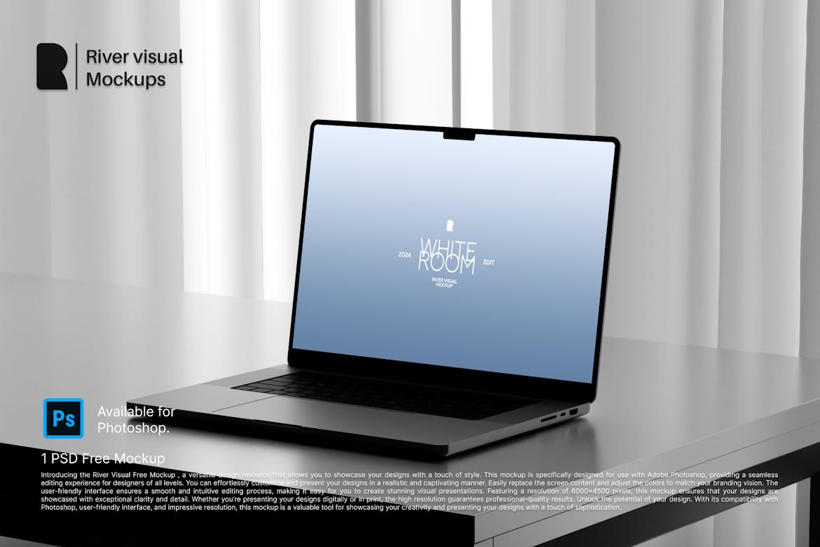 现代极简室内MacBook笔记本电脑IPad平板UI屏幕界面效果图设计展示PSD样机White Room Mockup , 第1张