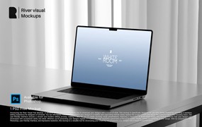 现代极简室内MacBook笔记本电脑IPad平板UI屏幕界面效果图设计展示PSD样机White Room Mockup