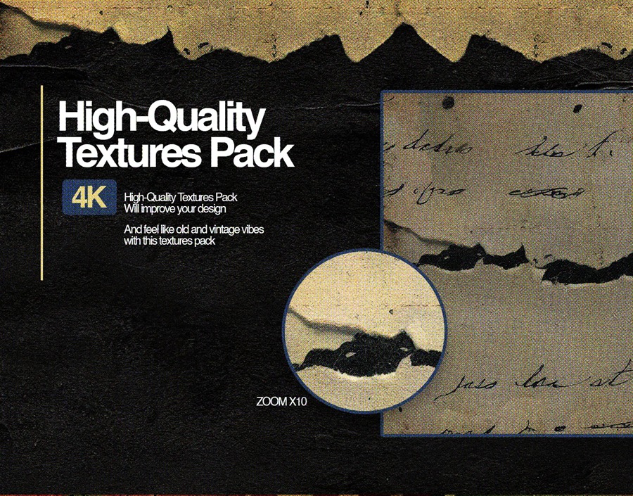 35款复古做旧烧焦污迹磨损粗糙泛黄纸张肌理纹理背景图片设计套装Vintage Paper Texture Pack , 第2张
