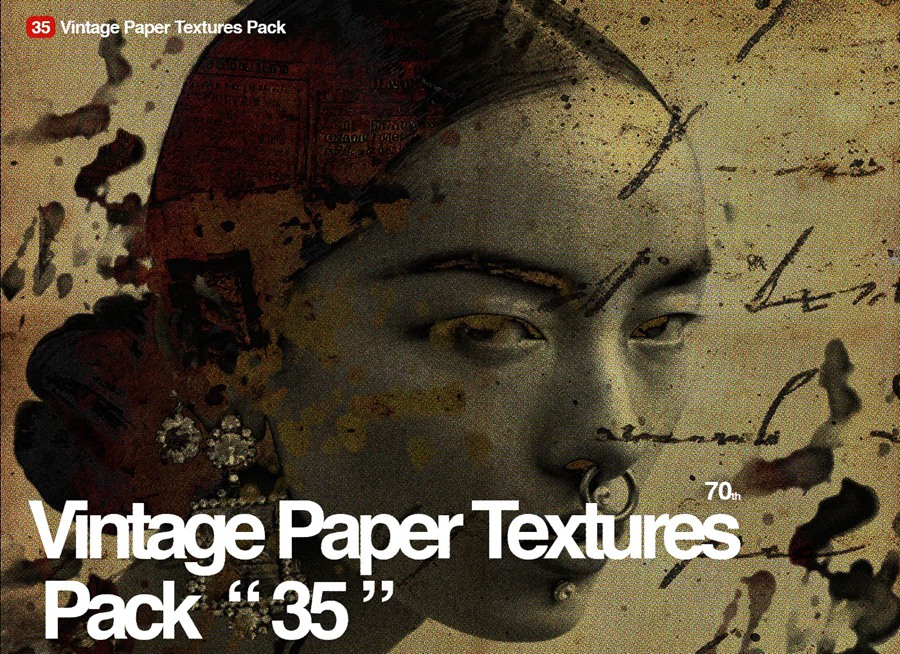 35款复古做旧烧焦污迹磨损粗糙泛黄纸张肌理纹理背景图片设计套装Vintage Paper Texture Pack , 第1张