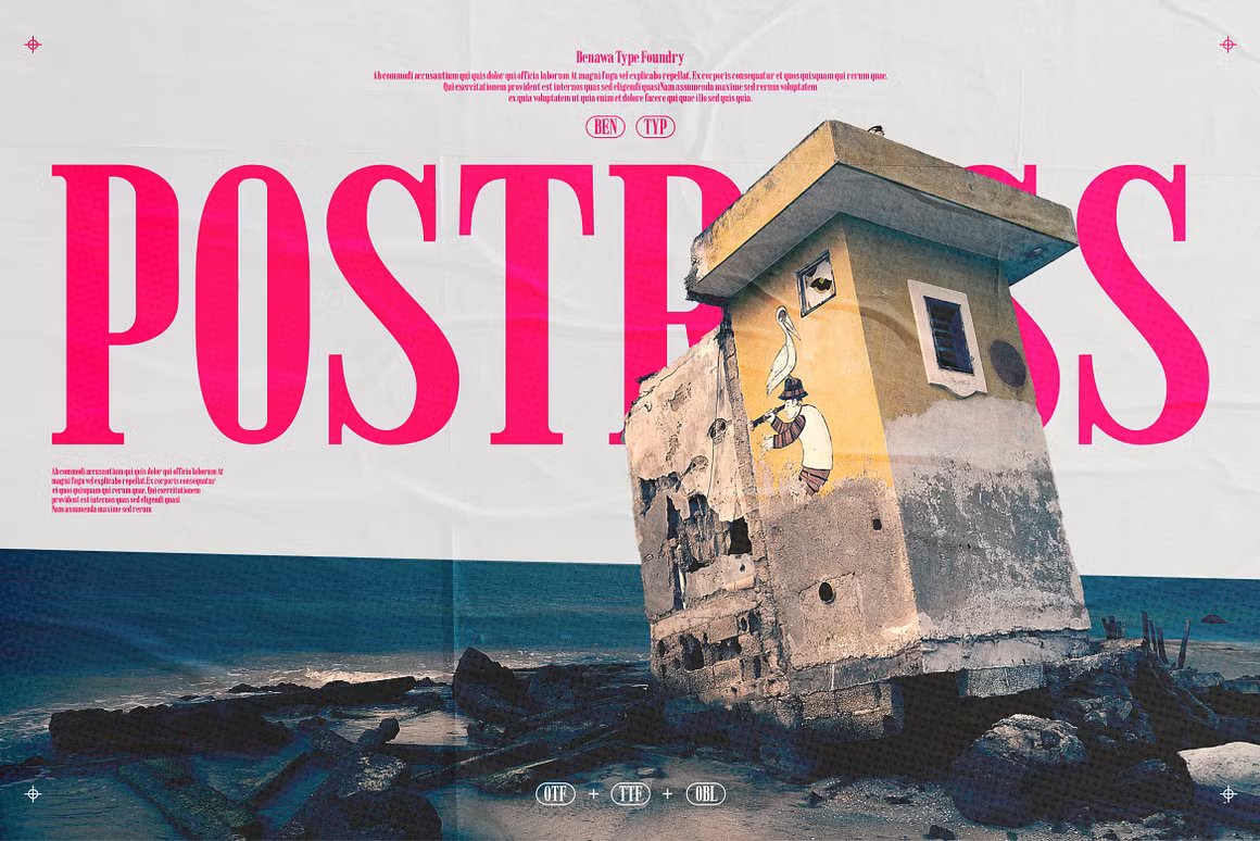 Postress - Condensed Serif 艺术海报标题广告牌杂志网站时尚衬线字体 , 第1张