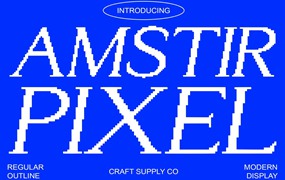 现代怀旧品牌海报徽标设计衬线英文字体安装包 Amstir Pixel Serif Font