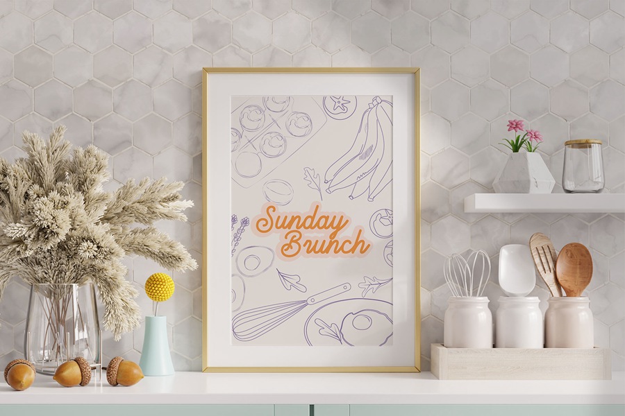 Sunday Brunch posters 餐厅厨房咖啡馆咖啡店装饰装裱印刷品社交网络剪贴画即用型艺术海报AI矢量、PNG设计图形合集 , 第3张