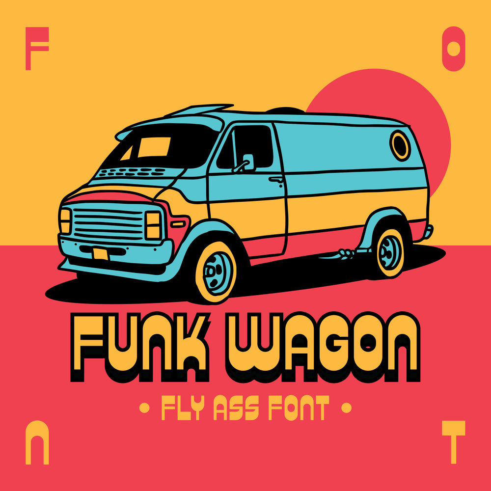 复古趣味时髦Y2K海报标题排版装饰无衬线英文字体Funk Wagon Font 设计素材 第1张