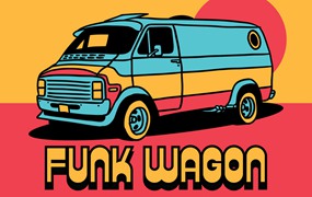 复古趣味时髦Y2K海报标题排版装饰无衬线英文字体Funk Wagon Font