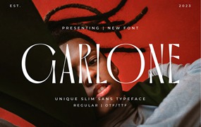 英文字体：现代简约品牌海报包装设计无衬线英文字体安装包 Garlone Unique Slim Sans Typeface