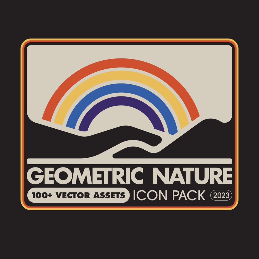 102款复古Y2K几何风格LOGO标志徽标图标贴纸设计PNG免抠图素材 Geometric Nature Asset Pack 图片素材 第2张