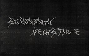 复古Y2K暗黑恐怖哥特抽象街头毛刺手绘涂鸦手写海报标题排版logo艺术西文字体MISERY – SICK AGAIN