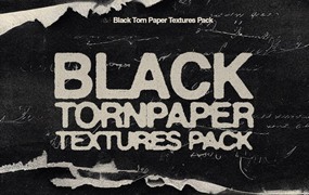 37款复古街头涂鸦艺术黑色撕纸破损毛边折痕纸张肌理纹理JPG背景图片设计套装 Black Torn Paper Textures Pack
