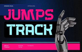 未来科幻现代机能科技品牌海报徽标设计装饰英文字体安装包 Jumps Track Font