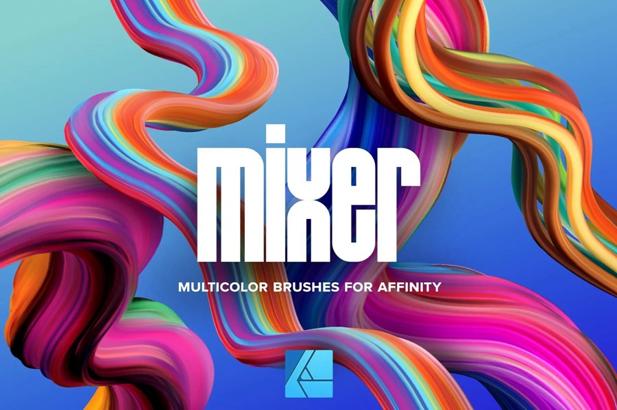 36款Affinity立体3D丙烯颜料多色混合艺术笔刷设计套装Mixer Multicolor Affinity Brushes , 第1张