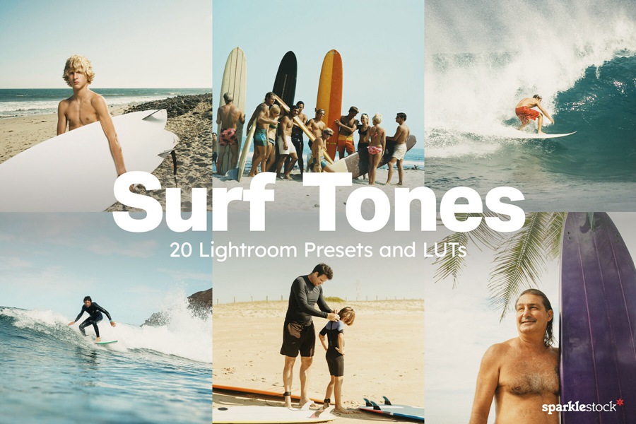 20款海滩冲浪电影旅拍摄影后期Lightroom预设及电影调色LUT预设 20 Surf Tones LUTs & Lightroom Presets 插件预设 第1张