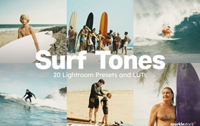 20款海滩冲浪电影旅拍摄影后期Lightroom预设及电影调色LUT预设 20 Surf Tones LUTs & Lightroom Presets