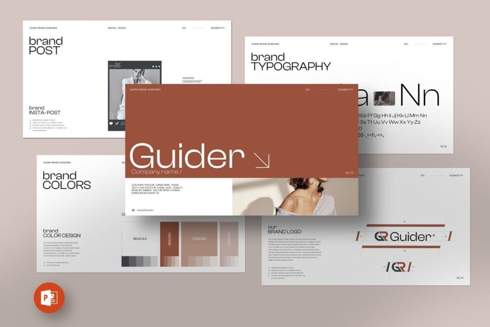 现代简约企业品牌营销策划图文排版设计Keynote+ppt模版 Guider Brand Guidelines Keynote+PowerPoint Template , 第1张