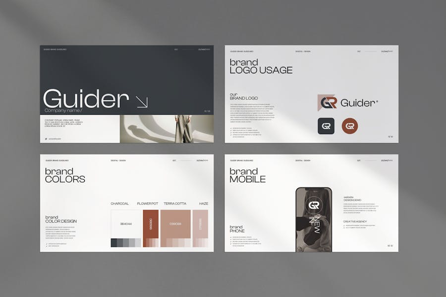 现代简约企业品牌营销策划图文排版设计Keynote+ppt模版 Guider Brand Guidelines Keynote+PowerPoint Template , 第5张