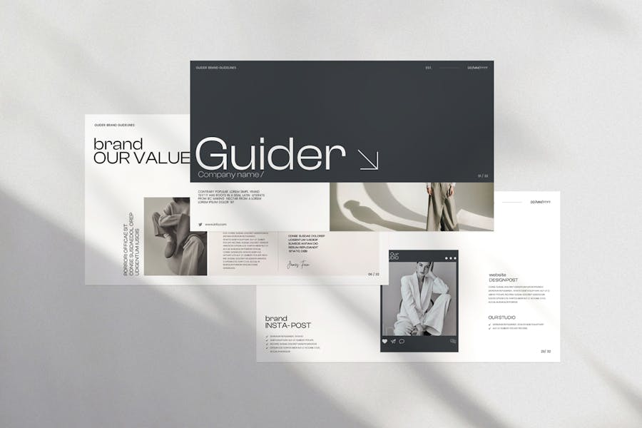 现代简约企业品牌营销策划图文排版设计Keynote+ppt模版 Guider Brand Guidelines Keynote+PowerPoint Template , 第8张