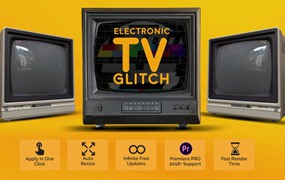 PR模板-10个电子电视故障预设老电视图像效果包 Electronic Tv Glitch