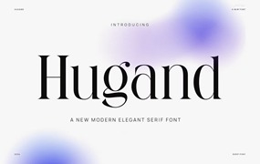 现代优雅品牌杂志徽标设计衬线英文字体安装包 Hugand