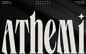 现代时尚杂志海报商标设计衬线英文字体安装包 Athemi Font