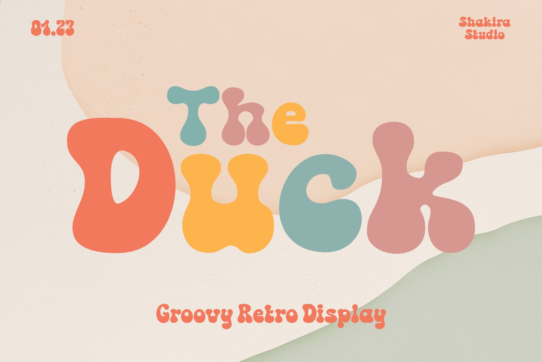 复古怪诞主义大胆童趣优雅女性海报杂志标题英文字体 The Duck - Groovy Retro Font 设计素材 第10张