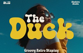 复古怪诞主义大胆童趣优雅女性海报杂志标题英文字体 The Duck - Groovy Retro Font