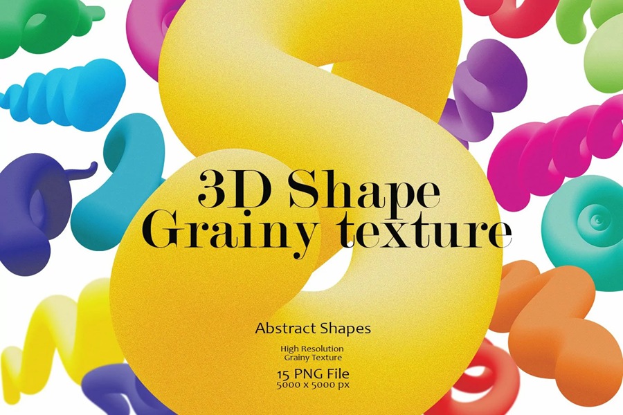 潮流3D抽象磨砂颗粒感形状膏体设计素材合集 15 Variation 3D Shape Grainy Texture 图片素材 第1张