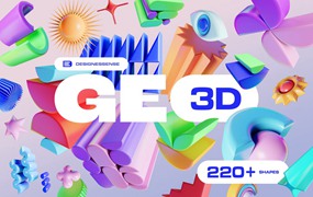 高质量卡通创意充满童趣3D立体抽象几何形状素材大合集 GEO/3D 220+ Colorful Objects