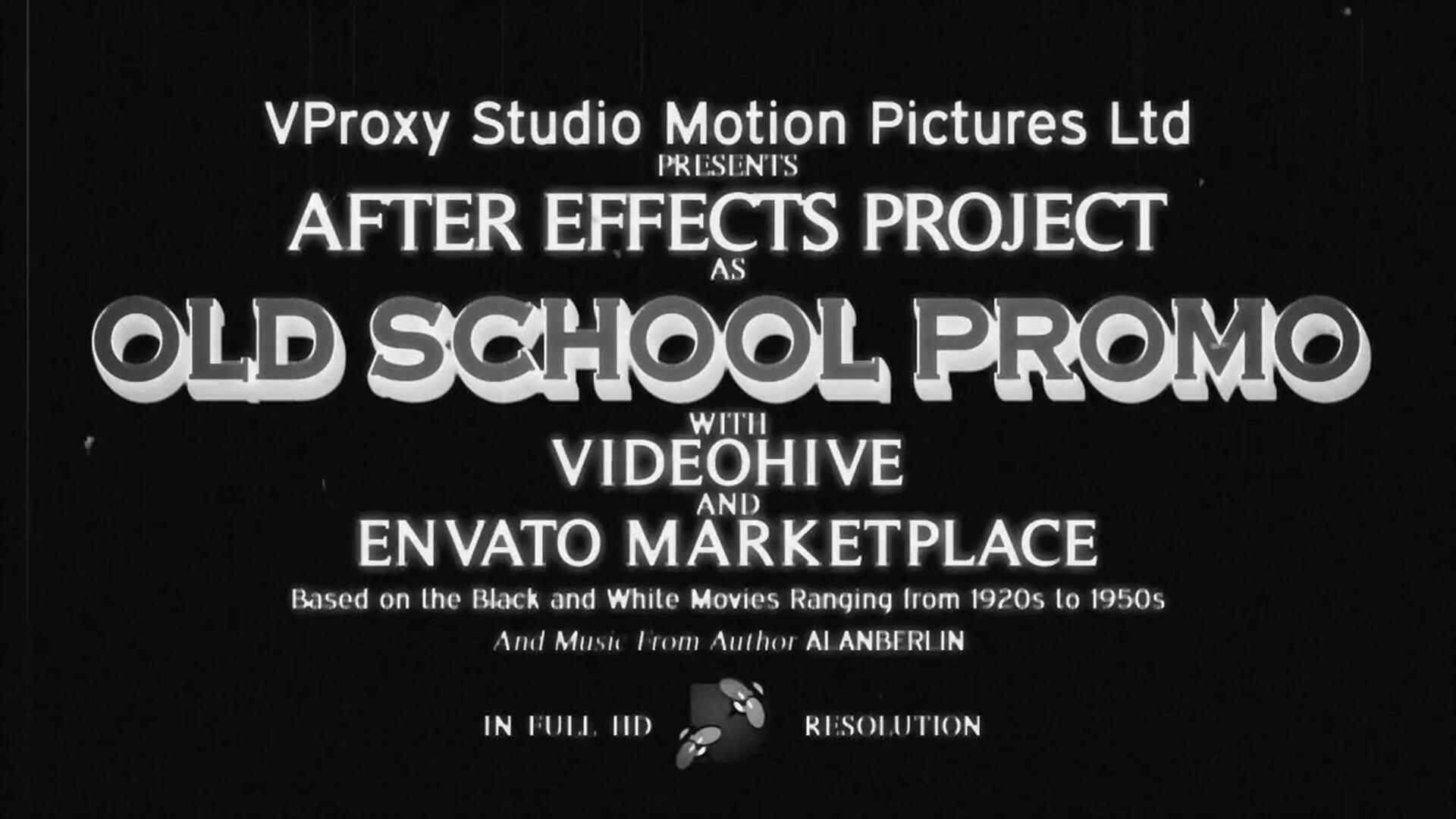 AE模板：30年代复古诙谐喜剧模拟旧投影仪效果文字标题演员表模板 Old School Promo Pack , 第1张