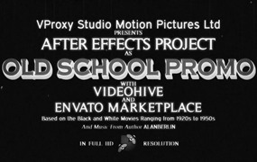 AE模板：30年代复古诙谐喜剧模拟旧投影仪效果文字标题演员表模板 Old School Promo Pack
