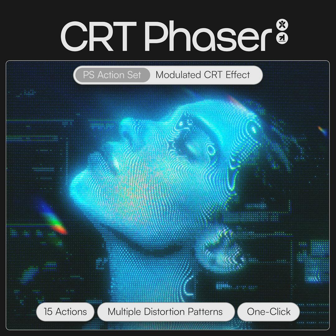 复古未来派CRT毛刺故障信号失真发光动态艺术PS动作特效模板 CRT Phaser , 第1张